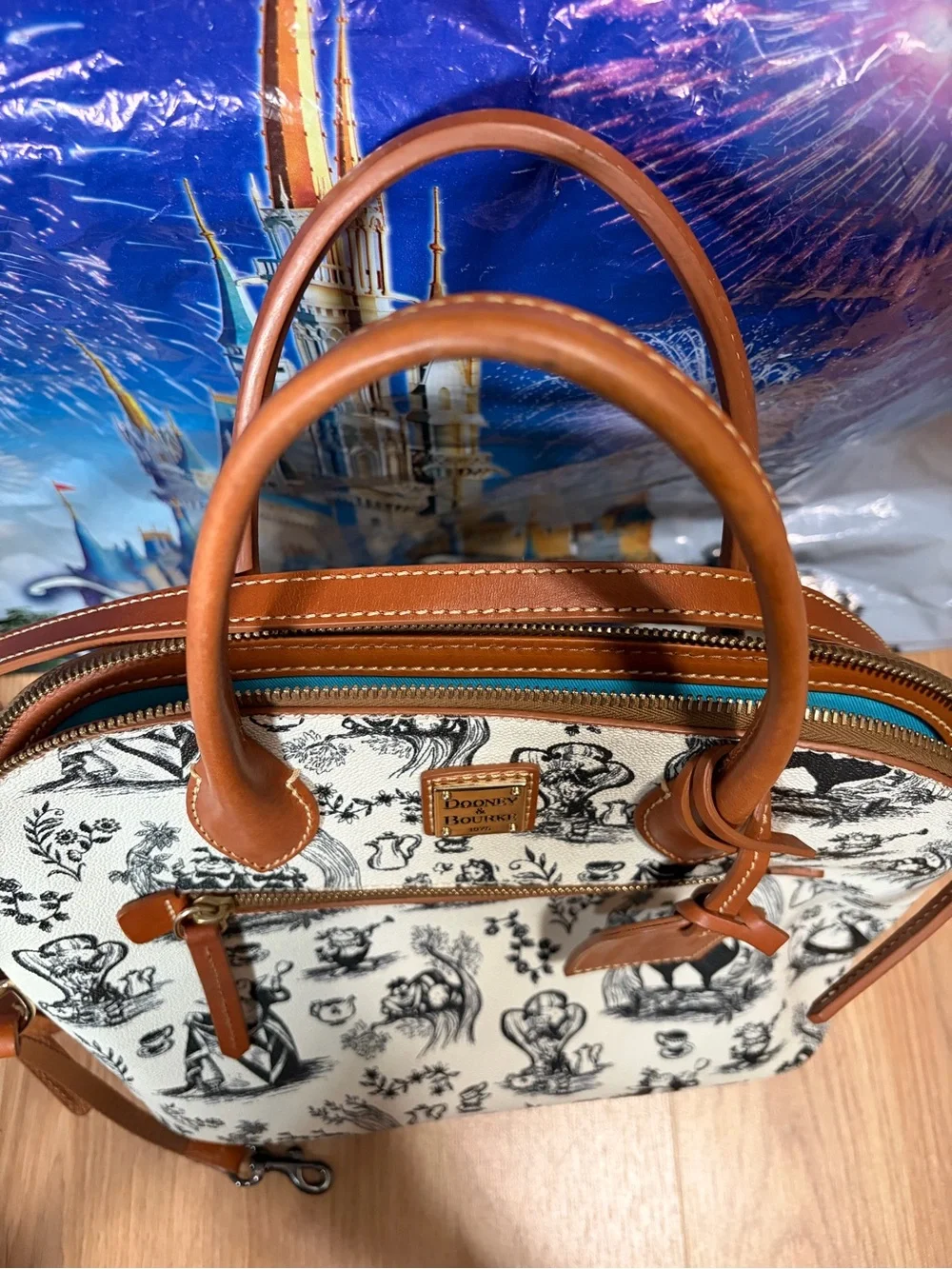 Dooney & Bourke Alice In Wonderland Women's Satchel Bag - Brown/White